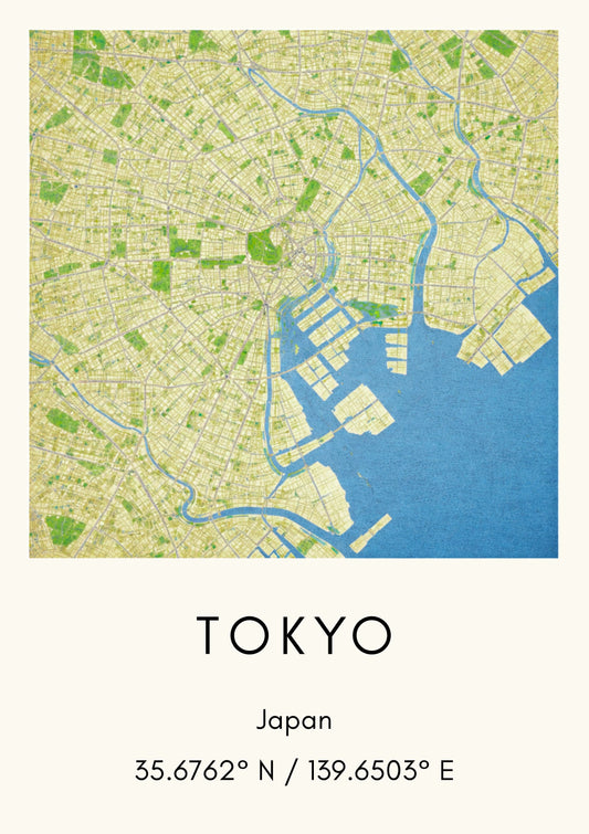 Tokyo Japan Map Art Print Modern Minimalist City Map Poster Asia Wall Decor Travel Gift Urban Cartography Art