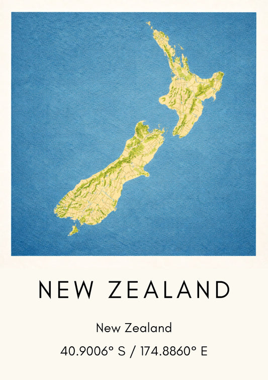 New Zealand Map Art Print Modern Minimalist Travel Poster Oceania Wall Decor Wanderlust Gift Kiwi Country Art