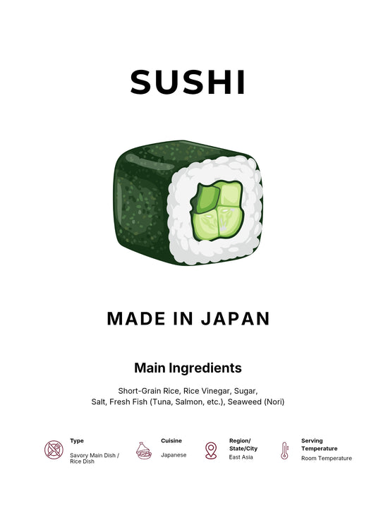 Sushi Art Print Modern Kitchen Wall Decor Gourmet Food Poster Made in Japan Illustration Foodie Gift Japanese Cuisine Art Tokyo Poster