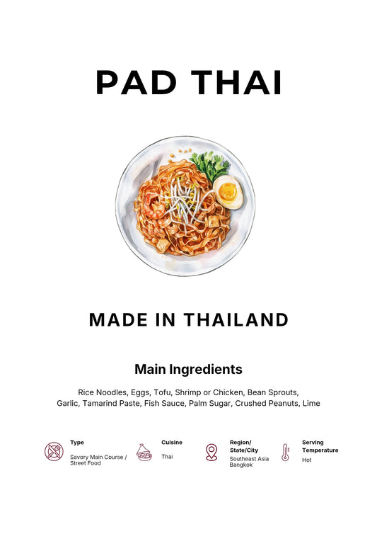 Pad Thai Art Print Modern Kitchen Wall Decor Gourmet Food Poster Made in Thailand Illustration Foodie Gift Thai Cuisine Art Bangkok Poster
