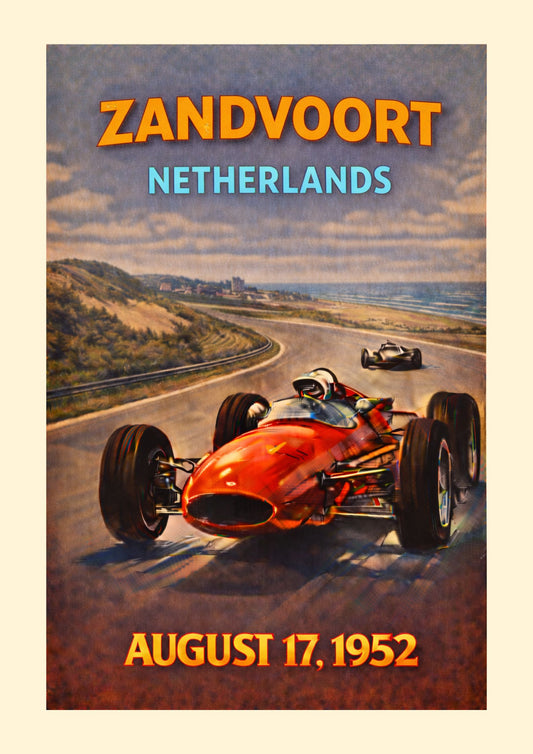 Zandvoort Art Print, Netherlands Vintage Racing Poster, Dutch Grand Prix Wall Decor, F1 History Gift, Classic Race Car Poster