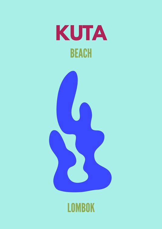 Kuta Beach Lombok Poster – Modern Indonesia Wall Art, Tropical Travel Print