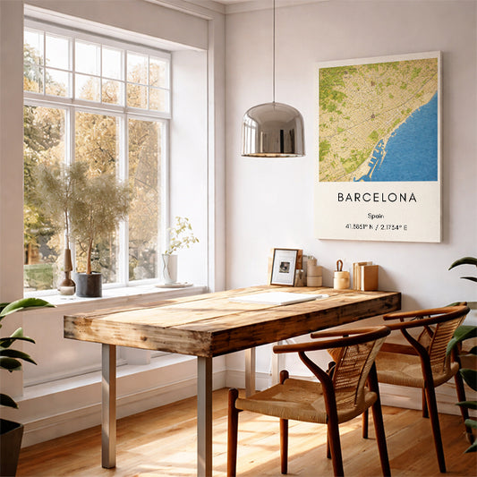 Barcelona Spain Map Art Print Modern Minimalist City Street Map Poster Catalonia Wall Decor Travel Gift
