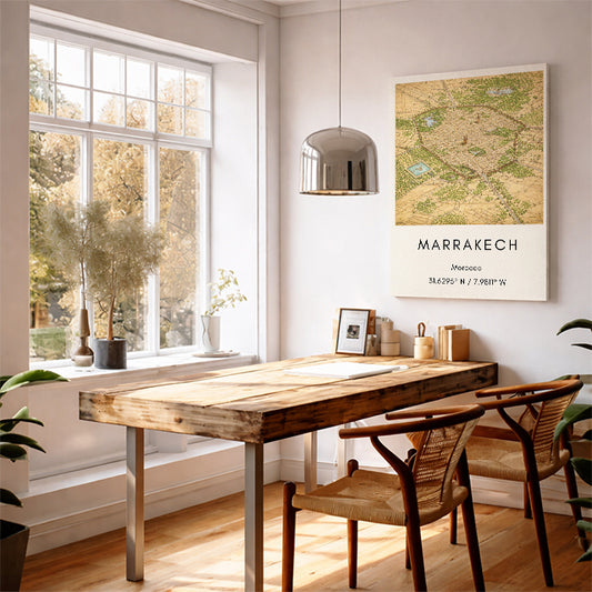 Marrakech, Morocco, Map Art Print Modern Minimalist City Map Poster Africa Wall Decor Travel Gift