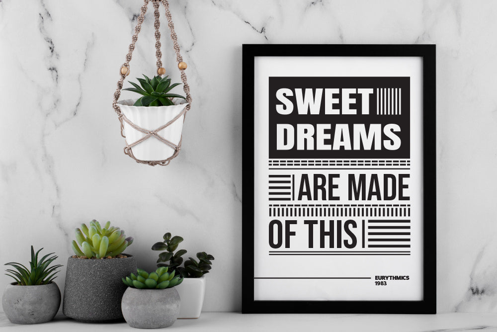 Eurythmics Sweet Dreams Lyric Art, Music Room Wall Decor