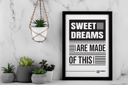Eurythmics Sweet Dreams Lyric Art, Music Room Wall Decor