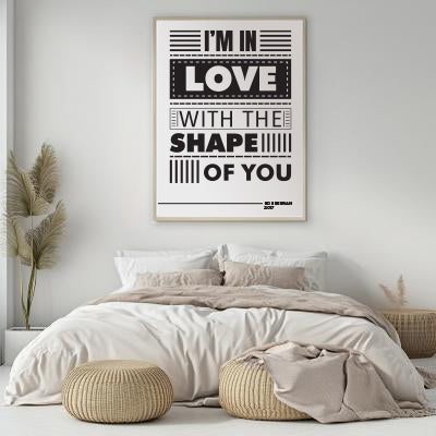 Ed Sheeran Shape of You Song Lyrics Art, Music Room Decor