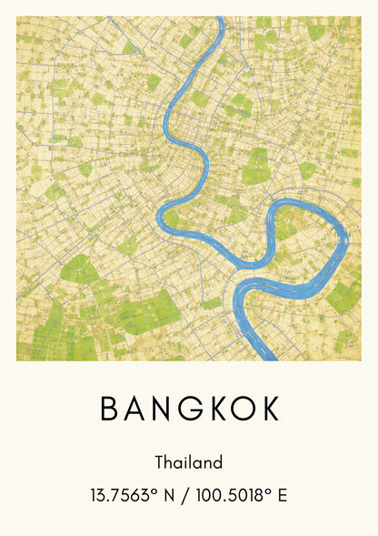 Bangkok Thailand Map Art Print Modern Minimalist City Map Poster Southeast Asia Wall Decor Travel Gift