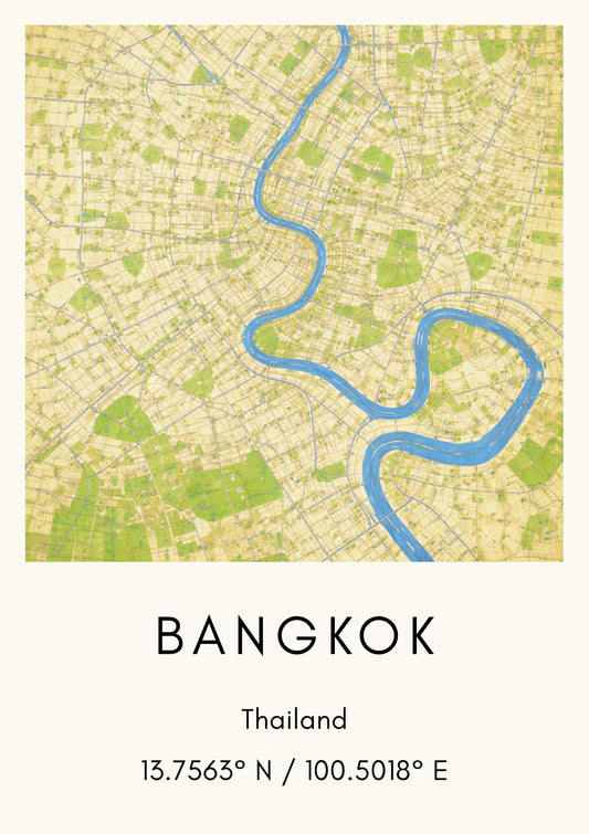 Bangkok Thailand Map Art Print Modern Minimalist City Map Poster Southeast Asia Wall Decor Travel Gift