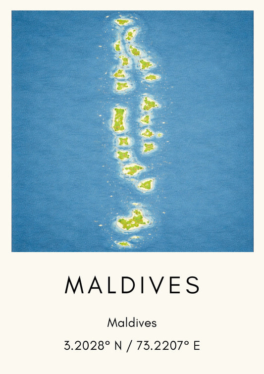 Maldives Map Art Print Modern Minimalist Tropical Travel Poster South Asia Wall Decor Wanderlust Gift Island Paradise Art