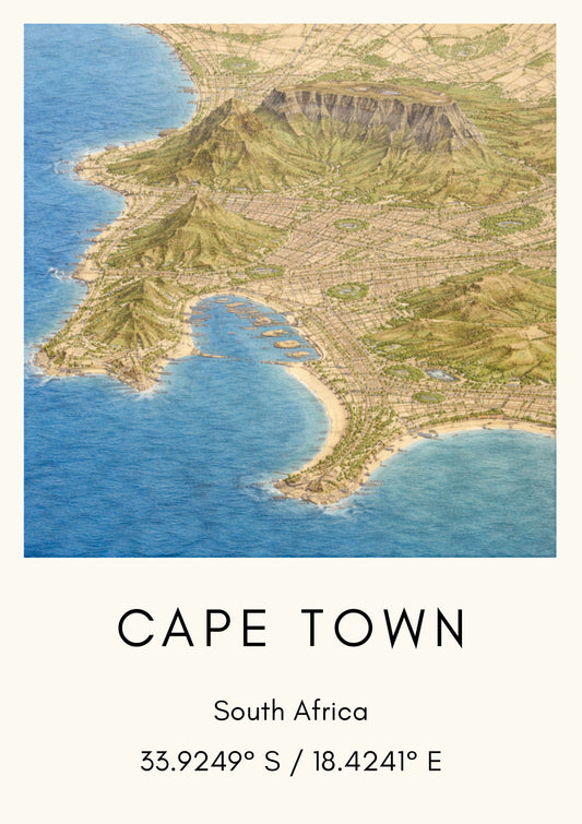 Cape Town South Africa Map Art Print Modern Minimalist City Map Poster Africa Wall Decor Travel Gift