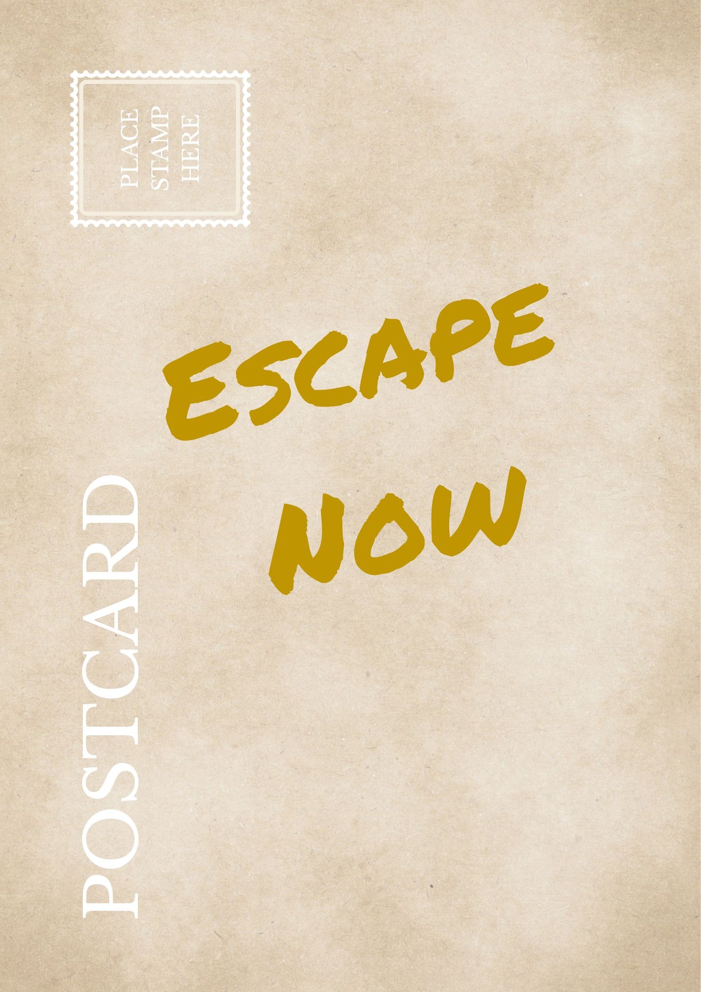 Funny Relatable Postcard: "Escape Now" Sarcastic Travel Wall Art Workplace Humor Print Gag Gift for Coworkers