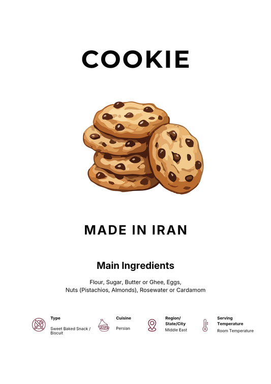 Cookie Art Print Modern Kitchen Wall Decor Gourmet Food Poster Made in Iran Illustration Foodie Gift Persian Cuisine Art