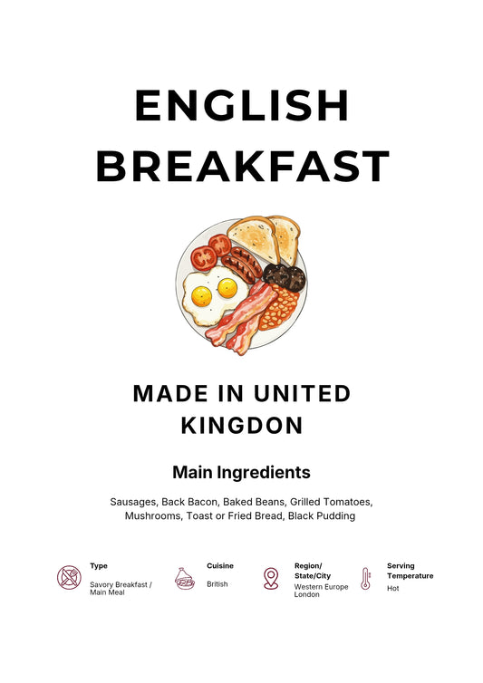 English Breakfast Art Print Modern Kitchen Wall Decor Gourmet Food Poster Made In UK Illustration Foodie Gift British Cuisine Art