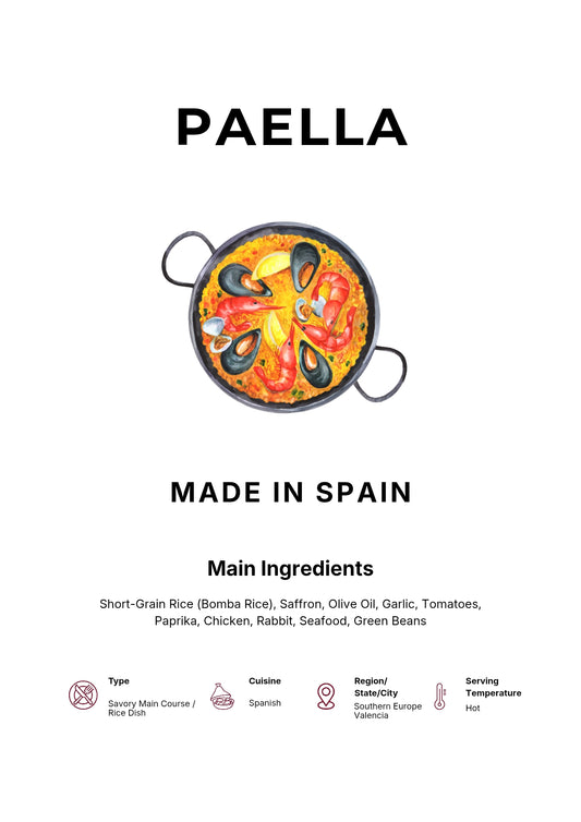 Paella Art Print Modern Kitchen Wall Decor Gourmet Food Poster Made in Spain Illustration Foodie Gift Spanish Cuisine Art Valencia Poster