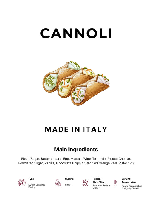 Cannoli Art Print Modern Kitchen Wall Decor Gourmet Food Poster Made in Italy Illustration Foodie Gift Italian Cuisine Art Dessert Poster