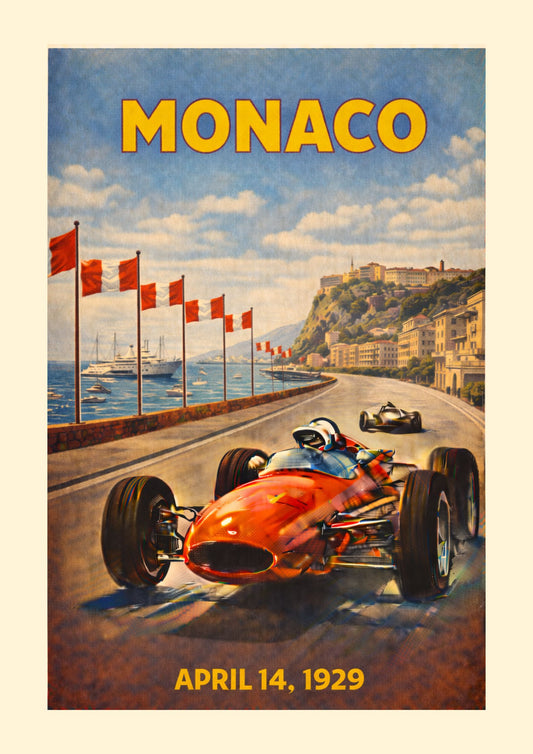 Monaco Art Print, Vintage Racing Poster, Monte Carlo Grand Prix Decor, F1 History Gift, Classic Race Car, Retro Auto Sport, Digital Download