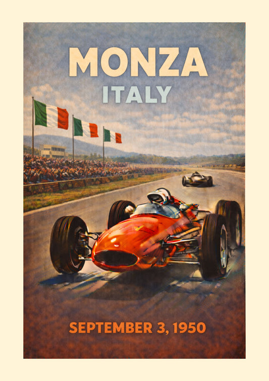 Monza Italy Art Print, Vintage Racing Poster, Italian Grand Prix Decor, F1 History Gift, Classic Race Car, Retro Auto Sport,Digital Download