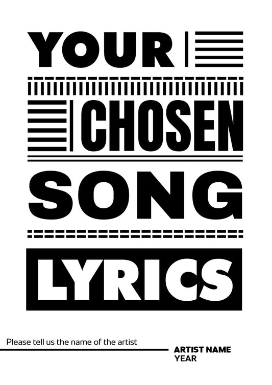 Custom Song Lyrics Art, Your Chosen Song Lyrics Artist Print
