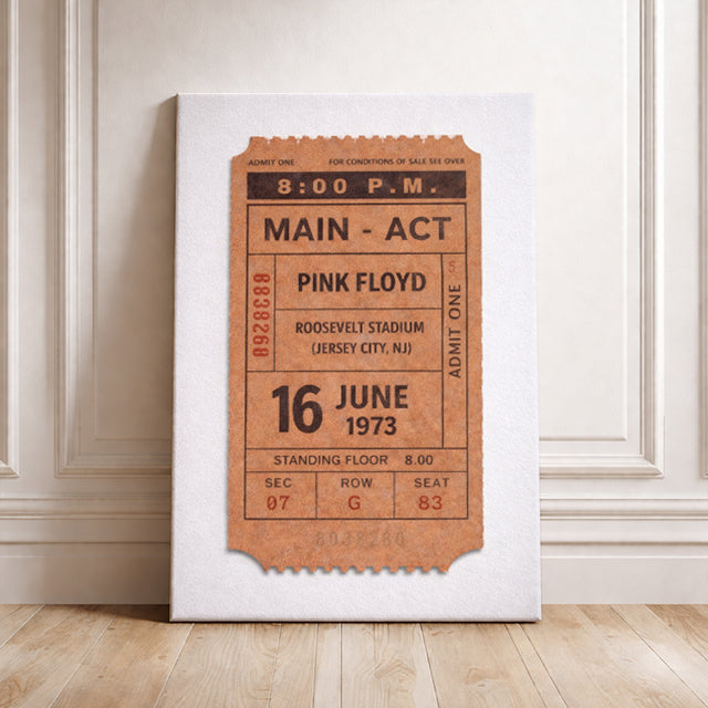 Vintage Pink Floyd Ticket Stub Print 1973 Roosevelt Stadium Concert Poster Retro Music Wall Art Classic Rock Fan Gift Jersey City