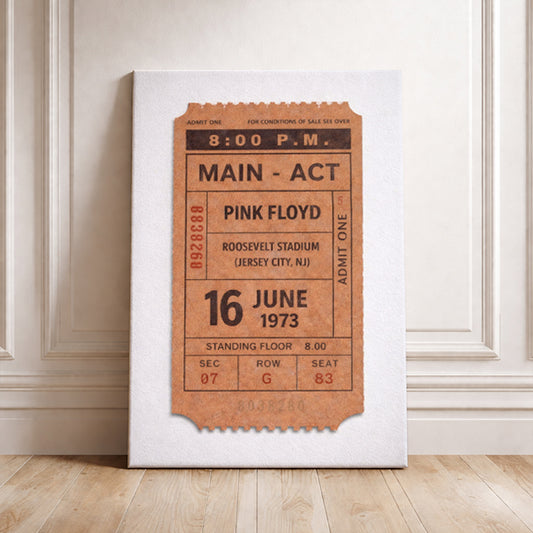 Vintage Pink Floyd Ticket Stub Print 1973 Roosevelt Stadium Concert Poster Retro Music Wall Art Classic Rock Fan Gift Jersey City