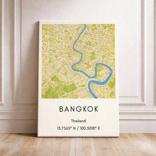 Bangkok Thailand Map Art Print Modern Minimalist City Map Poster Southeast Asia Wall Decor Travel Gift