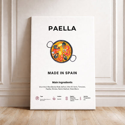 Paella Art Print Modern Kitchen Wall Decor Gourmet Food Poster Made in Spain Illustration Foodie Gift Spanish Cuisine Art Valencia Poster