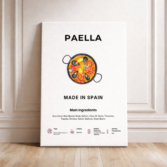 Paella Art Print Modern Kitchen Wall Decor Gourmet Food Poster Made in Spain Illustration Foodie Gift Spanish Cuisine Art Valencia Poster