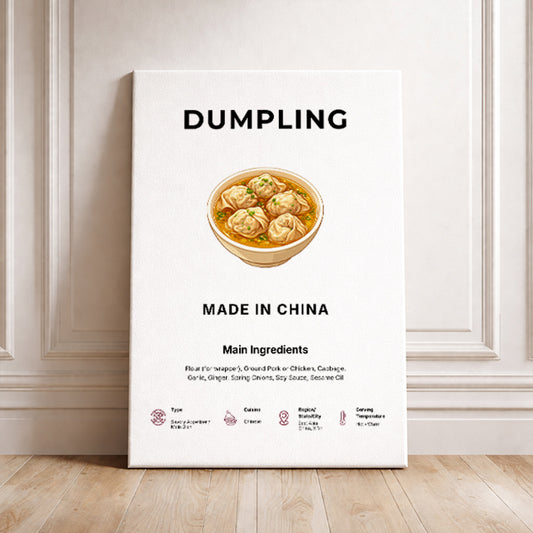 Dumpling Art Print Modern Kitchen Wall Decor Gourmet Food Poster Made in China Illustration Foodie Gift Chinese Cuisine Art Dim Sum Poster