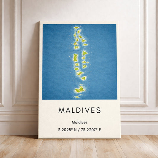 Maldives Map Art Print Modern Minimalist Tropical Travel Poster South Asia Wall Decor Wanderlust Gift Island Paradise Art