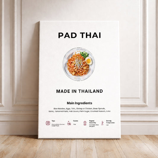 Pad Thai Art Print Modern Kitchen Wall Decor Gourmet Food Poster Made in Thailand Illustration Foodie Gift Thai Cuisine Art Bangkok Poster