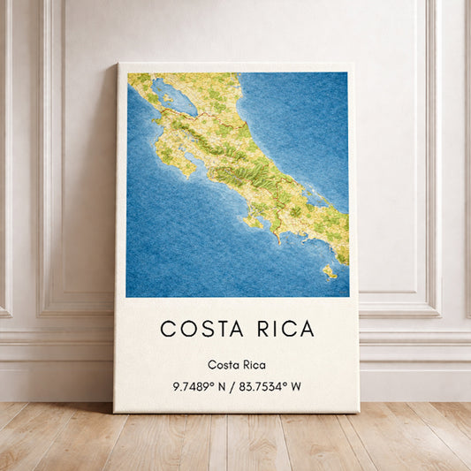 Costa Rica Map Art Print Modern Minimalist Travel Poster Central America Wall Decor Wanderlust Gift