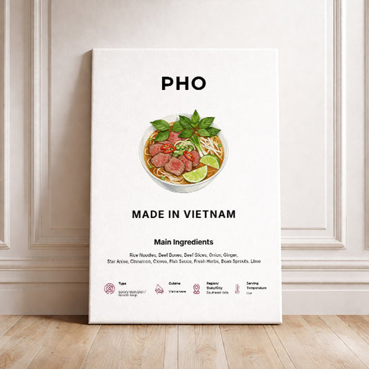 Pho Art Print Modern Kitchen Wall Decor Gourmet Food Poster Made in Vietnam Illustration Foodie Gift Vietnamese Cuisine Art