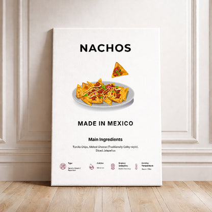 Nachos Art Print Modern Kitchen Wall Decor Gourmet Food Poster Made in Mexico Illustration Foodie Gift Mexican Cuisine Art
