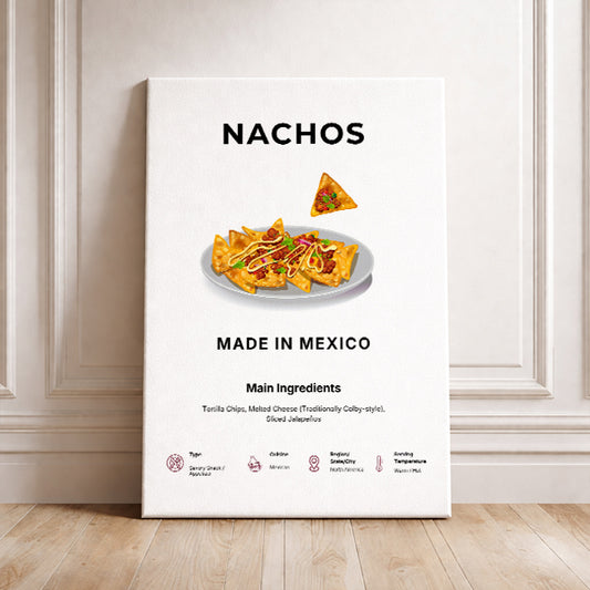 Nachos Art Print Modern Kitchen Wall Decor Gourmet Food Poster Made in Mexico Illustration Foodie Gift Mexican Cuisine Art