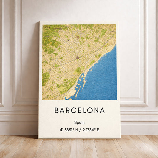 Barcelona Spain Map Art Print Modern Minimalist City Street Map Poster Catalonia Wall Decor Travel Gift