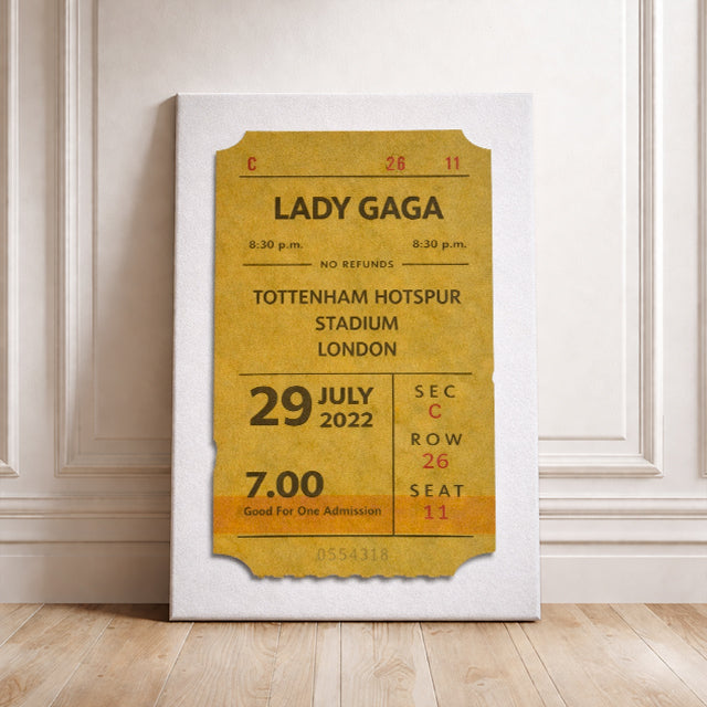 Vintage Lady Gaga Ticket Stub Print 2022 London Concert Poster Retro Music Wall Art Chromatica Ball Tour Fan Gift Tottenham Hotspur Stadium