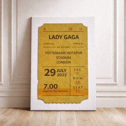 Vintage Lady Gaga Ticket Stub Print 2022 London Concert Poster Retro Music Wall Art Chromatica Ball Tour Fan Gift Tottenham Hotspur Stadium