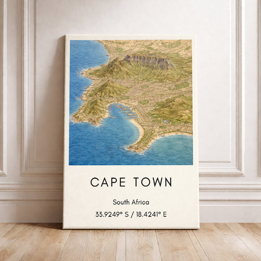 Cape Town South Africa Map Art Print Modern Minimalist City Map Poster Africa Wall Decor Travel Gift
