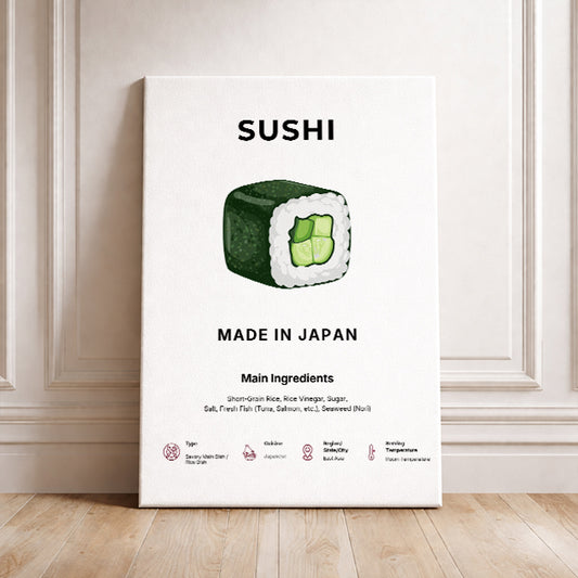 Sushi Art Print Modern Kitchen Wall Decor Gourmet Food Poster Made in Japan Illustration Foodie Gift Japanese Cuisine Art Tokyo Poster