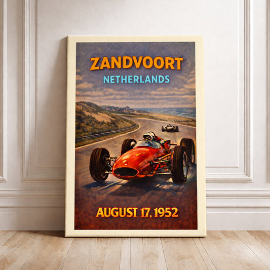 Zandvoort Art Print, Netherlands Vintage Racing Poster, Dutch Grand Prix Wall Decor, F1 History Gift, Classic Race Car Poster