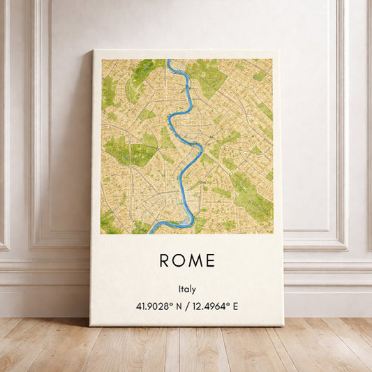 Rome Italy Map Art Print Modern Minimalist City Map Poster Europe Wall Decor Travel Gift Eternal City Art