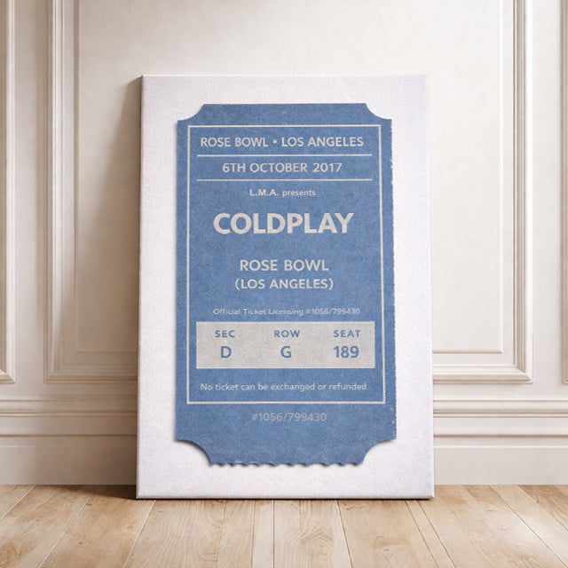 Coldplay Concert Ticket Stub Print Rose Bowl Los Angeles 2017 Retro Music Wall Art A Head Full of Dreams Tour Gift for Coldplay Fans
