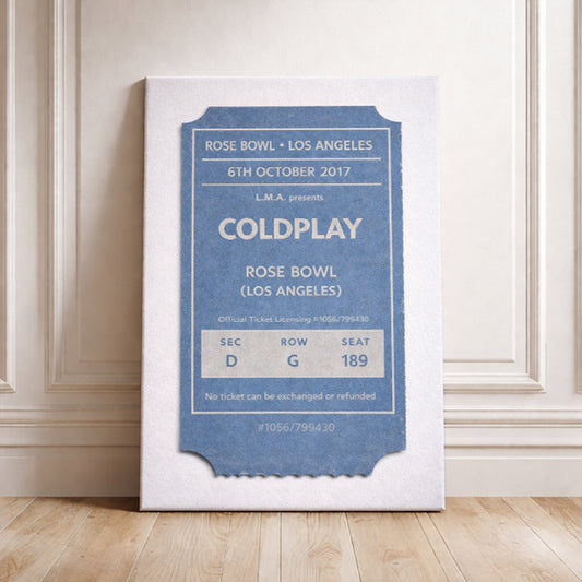 Coldplay Concert Ticket Stub Print Rose Bowl Los Angeles 2017 Retro Music Wall Art A Head Full of Dreams Tour Gift for Coldplay Fans