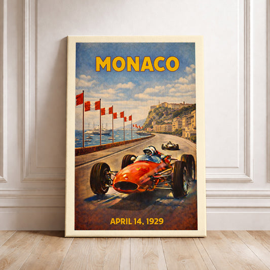Monaco Art Print, Vintage Racing Poster, Monte Carlo Grand Prix Decor, F1 History Gift, Classic Race Car, Retro Auto Sport, Digital Download