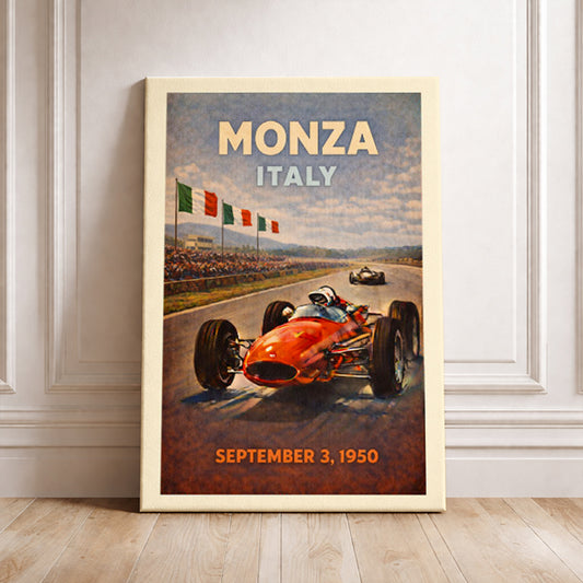 Monza Italy Art Print, Vintage Racing Poster, Italian Grand Prix Decor, F1 History Gift, Classic Race Car, Retro Auto Sport,Digital Download