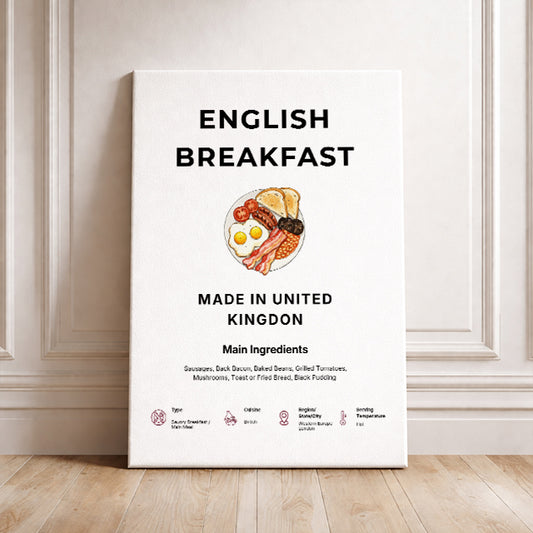 English Breakfast Art Print Modern Kitchen Wall Decor Gourmet Food Poster Made In UK Illustration Foodie Gift British Cuisine Art
