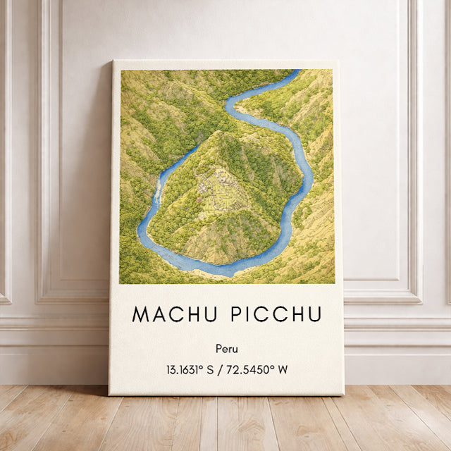 Machu Picchu Peru Map Art Print Modern Minimalist Travel Poster South America Wall Decor Wanderlust Gift