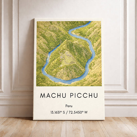 Machu Picchu Peru Map Art Print Modern Minimalist Travel Poster South America Wall Decor Wanderlust Gift