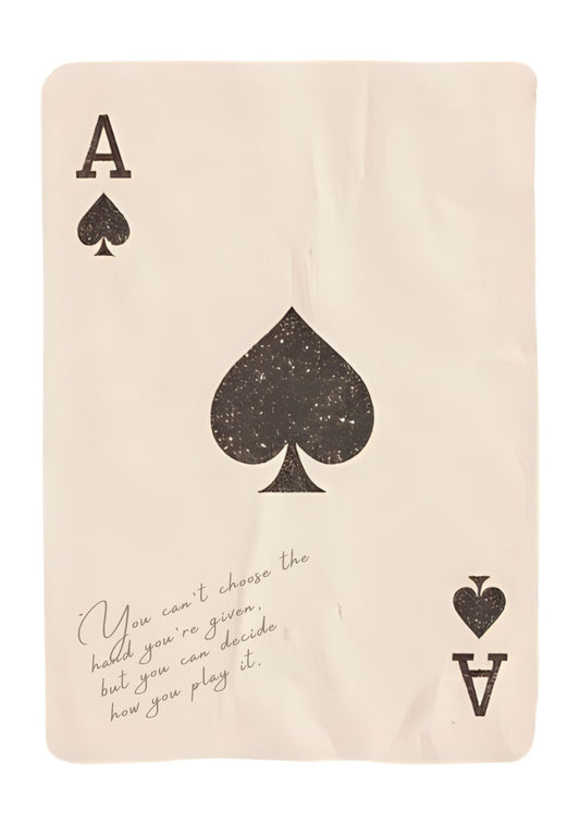 Neutral Ace of Spades Art Print – Minimalist Motivational Playing Card Wall Decor